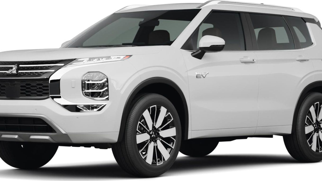 2026款三菱Outlander PHEV插电混动SUV，白色车身，中期改款车型